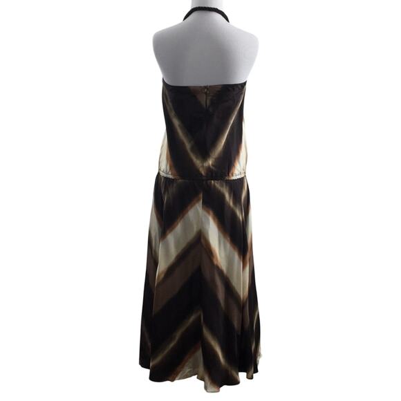 Banana Republic Brown Cream Chevron Striped Halter
Midi Dress Size 2 100% Silk - Picture 8 of 8